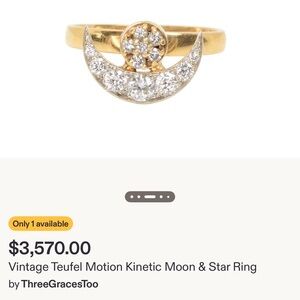 Gold and diamond Motion Kinetic Moon & Star Ring
